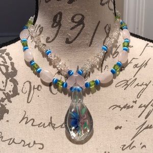 Handmade Necklace with Pink Quartz